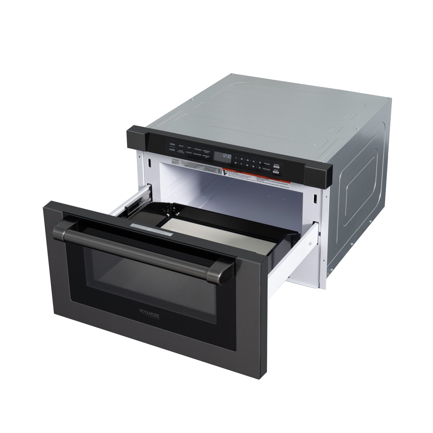 KoolMore Reserve 24 in. Stainless Steel Microwave Drawer, 1.2 Cu. Ft Capacity in Black (KM-MD-1BSS)