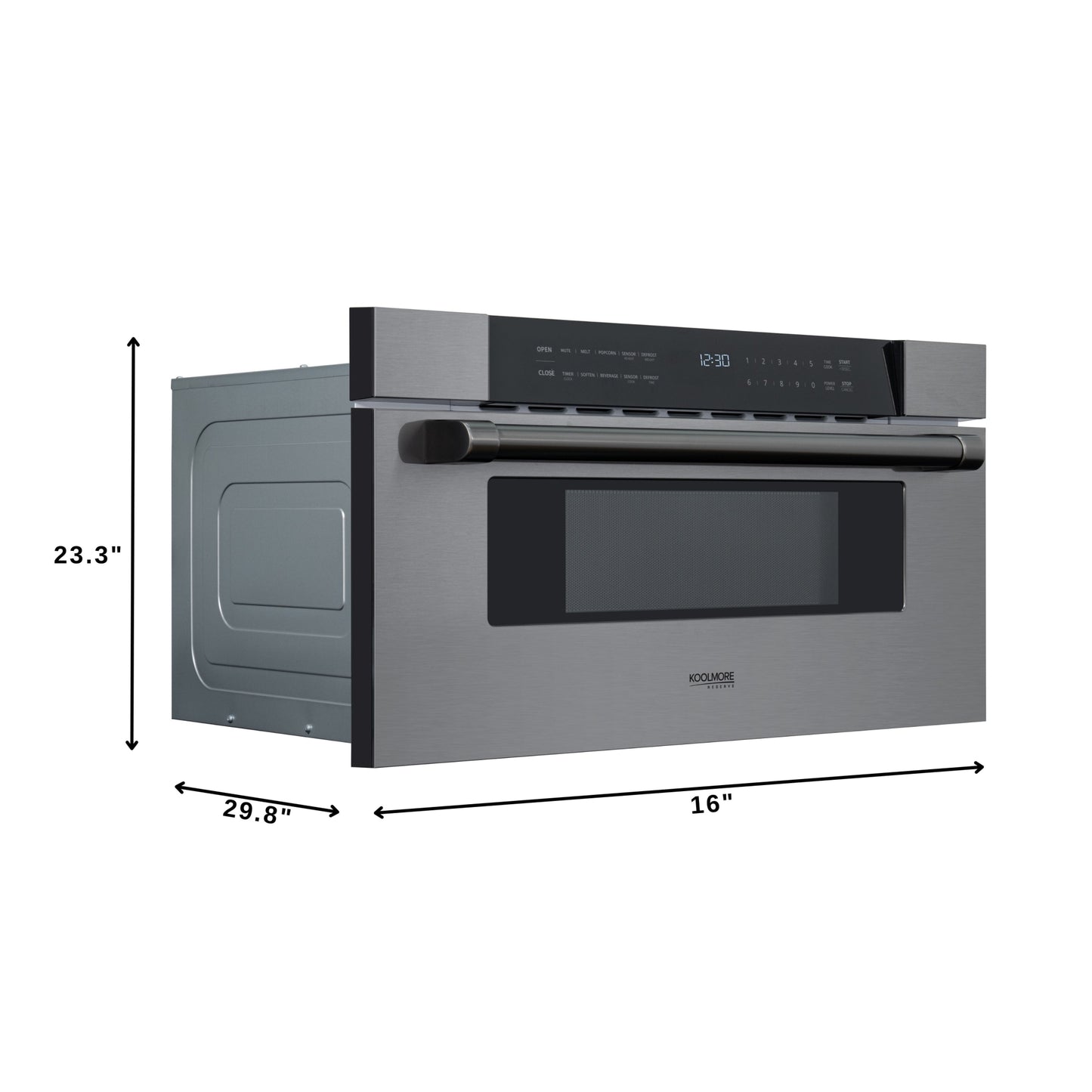 KoolMore Reserve 30 in. Stainless-Steel Microwave Drawer, 1.2 cu. ft. Capacity in Black (KM-MD30-BSS)