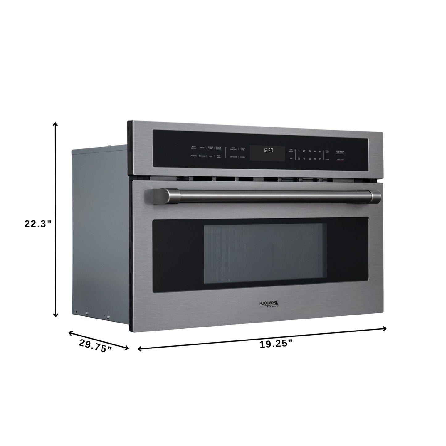 KoolMore Reserve 30 in. Stainless Steel Built-in Convection Microwave Oven with Speed and Sensor Cooking, 1.6 Cu. Ft. in Black (KM-CWO30-BSS)