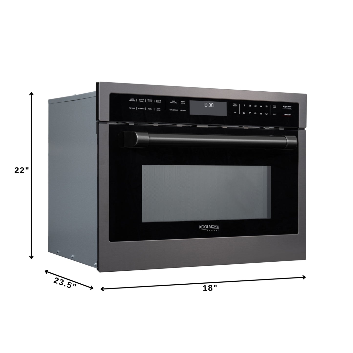 KoolMore Reserve 24 in. Stainless Steel Built-in Convection Microwave Oven with Speed and Sensor Cooking,1.6 cu. ft. in Black (KM-CWO24-BSS)