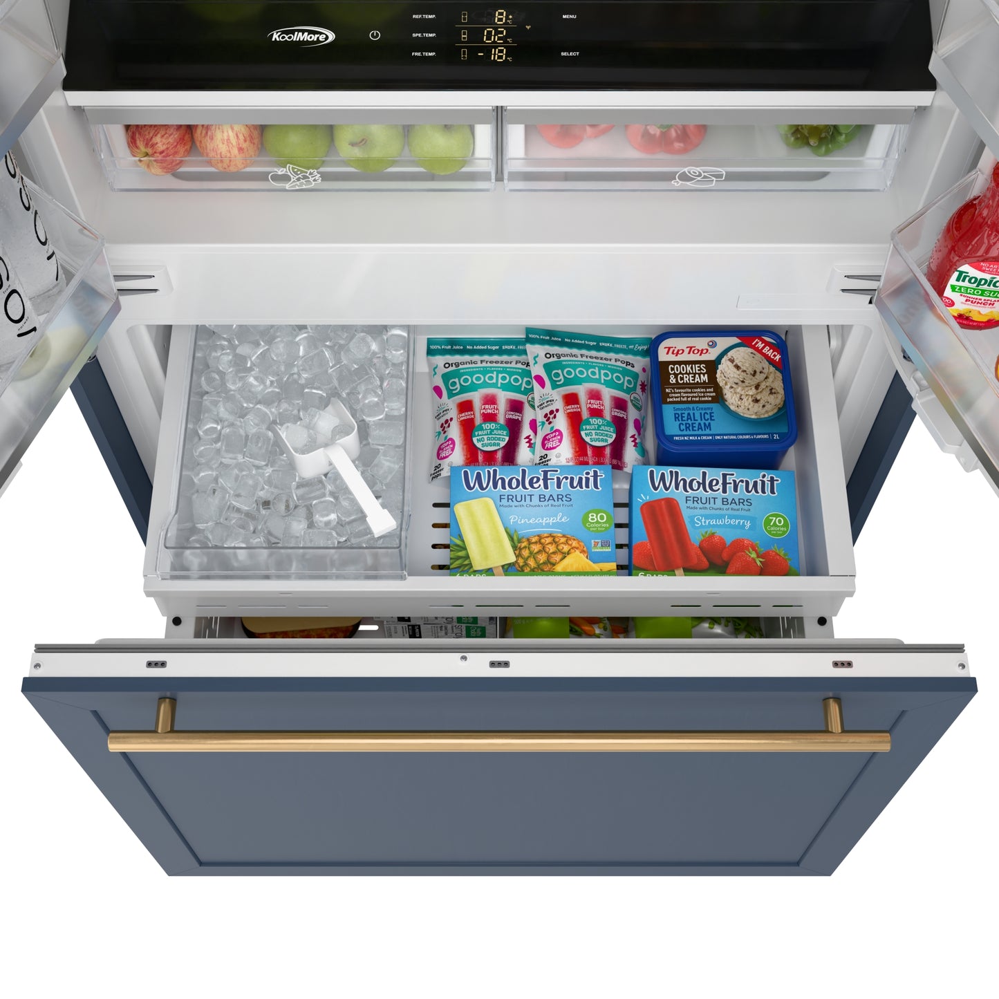KoolMore Reserve 36 In. Panel Ready French Door Refrigerator with Ice Maker and Water Dispenser, Frost Free, 19.6 Cu. Ft. (KM-RER36-FDPR)