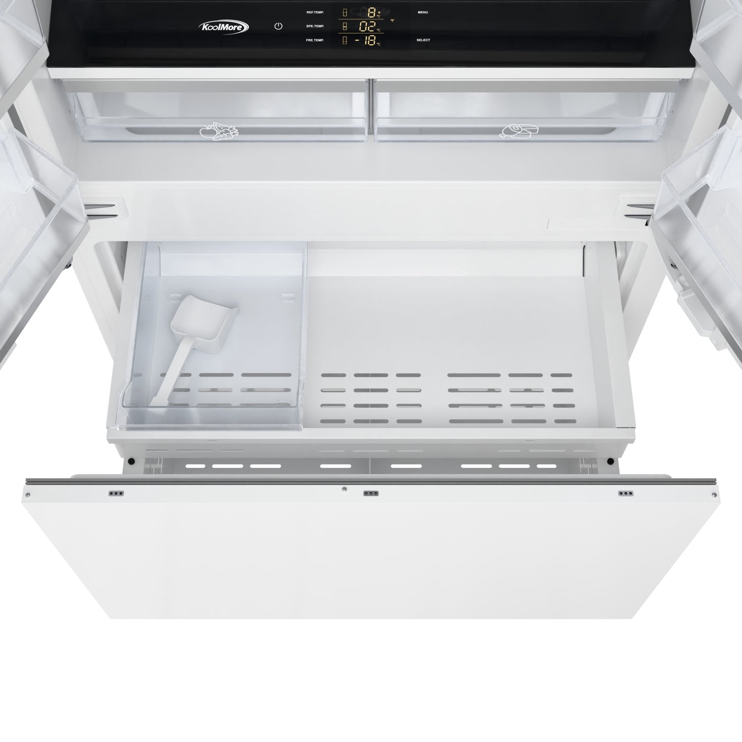 KoolMore Reserve 36 In. Panel Ready French Door Refrigerator with Ice Maker and Water Dispenser, Frost Free, 19.6 Cu. Ft. (KM-RER36-FDPR)