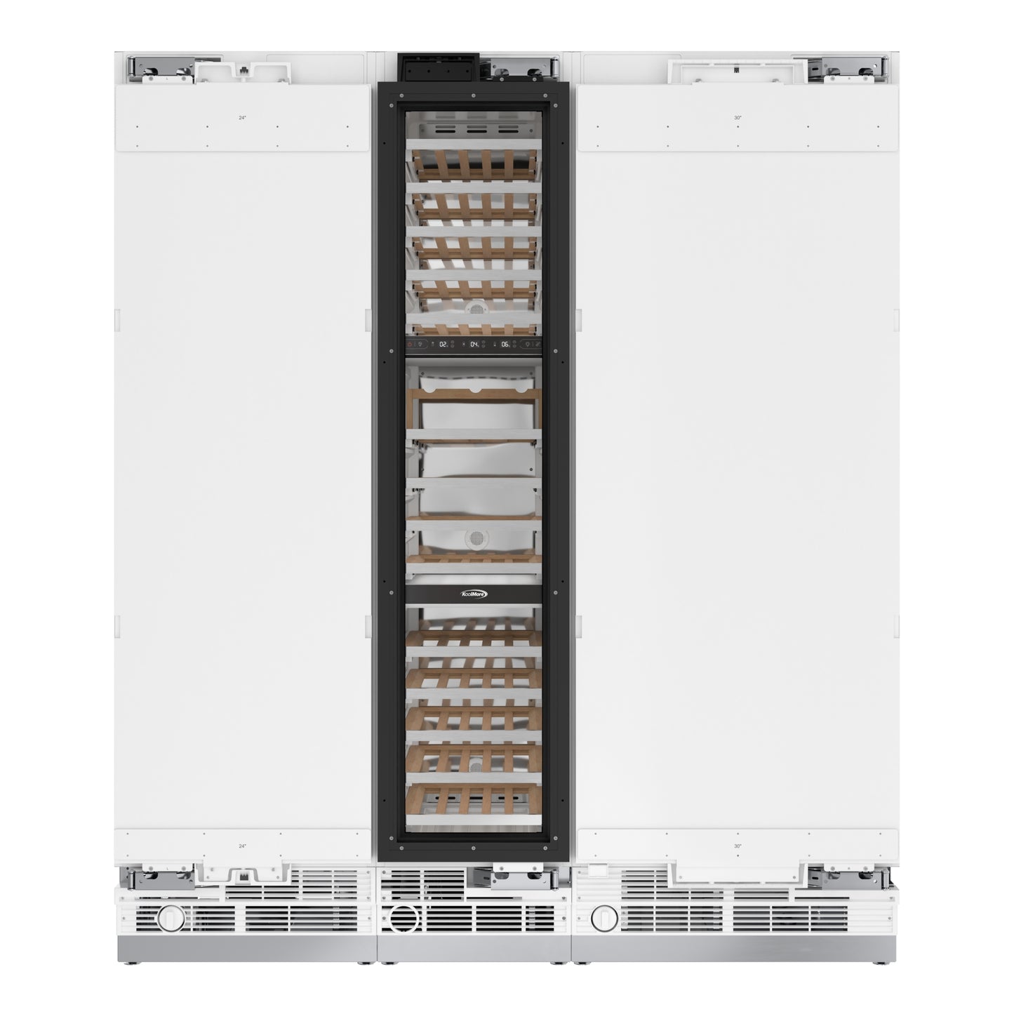 KoolMore Reserve Panel Ready Column 30 in. Refrigerator, 18 in. Wine Cooler and 24 in. Freezer Combo with Water and Ice Dispenser (KM-PRC-R30F24W)
