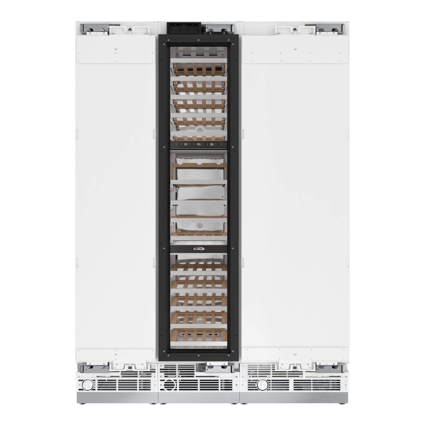 KoolMore Reserve Panel Ready Column 24 in. Refrigerator, 18 in. Wine Cooler and 18 in. Freezer Combo with Water and Ice Dispenser (KM-PRC-R24F18W)