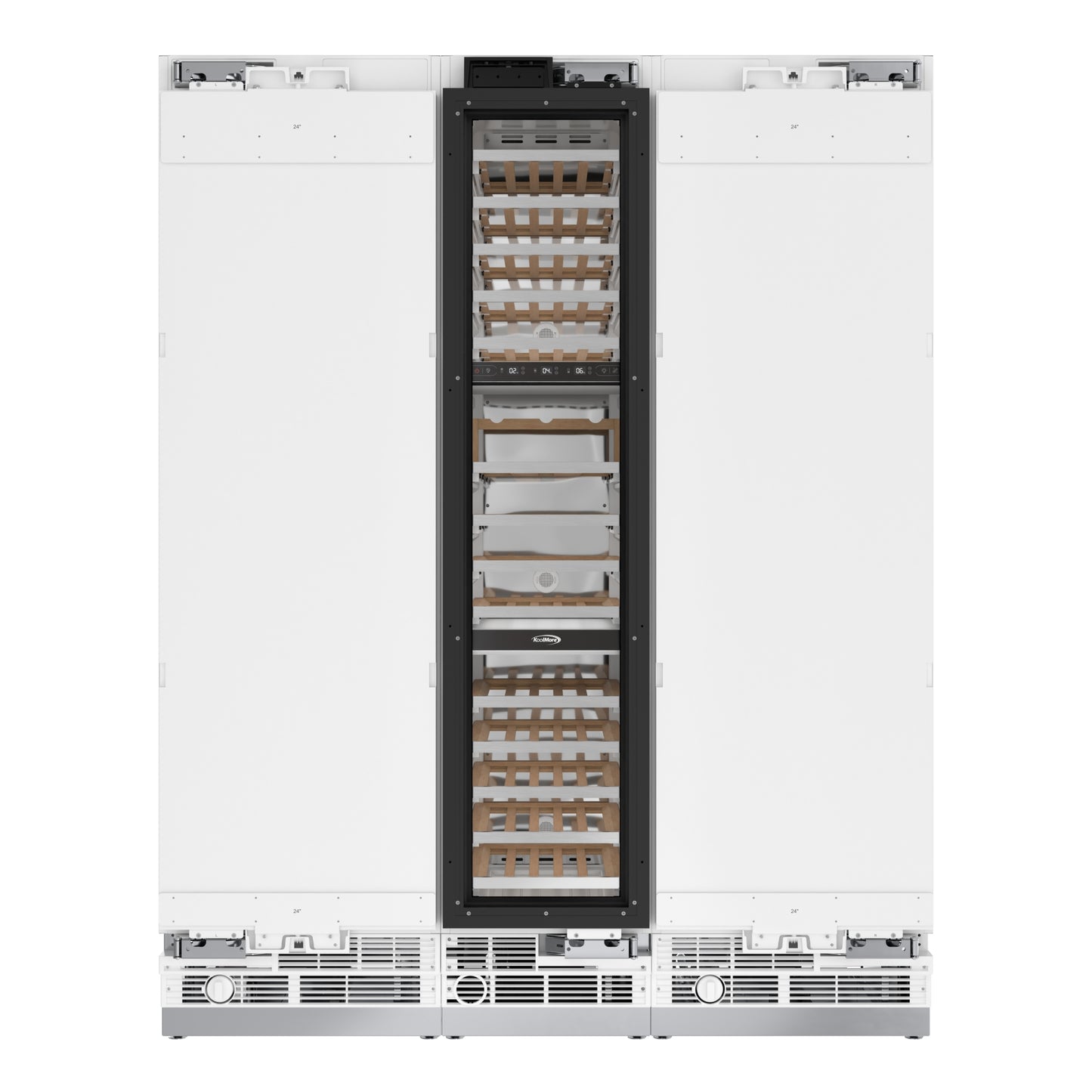 KoolMore Reserve Panel Ready Column 24 in. Refrigerator, 18 in. Wine Cooler and 24 in. Freezer Combo with Water and Ice Dispenser (KM-PRC-R24F24W)