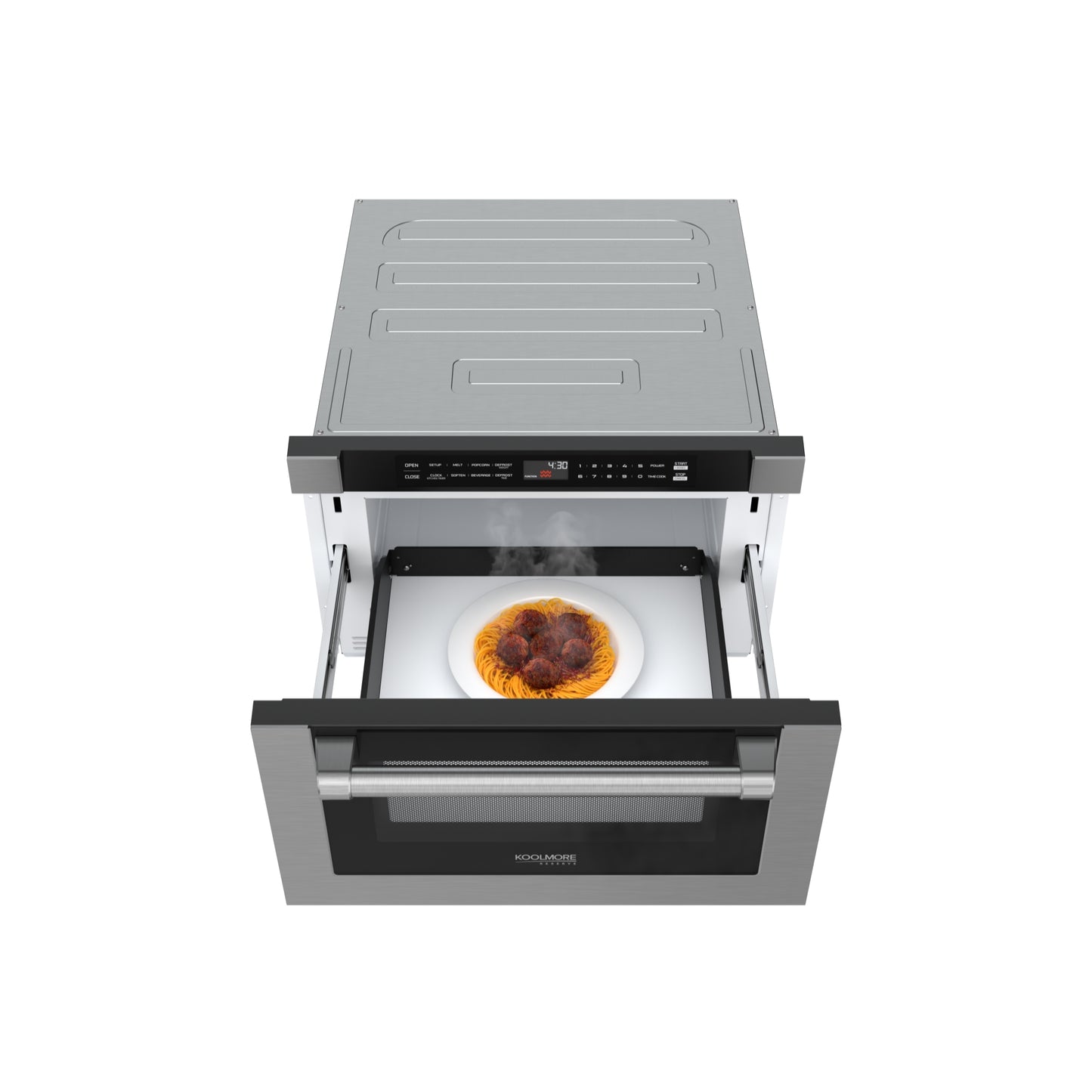 KoolMore Reserve 24 in. Stainless Steel Microwave Drawer, 1.2 Cu. Ft Capacity in Black (KM-MD-1BSS)