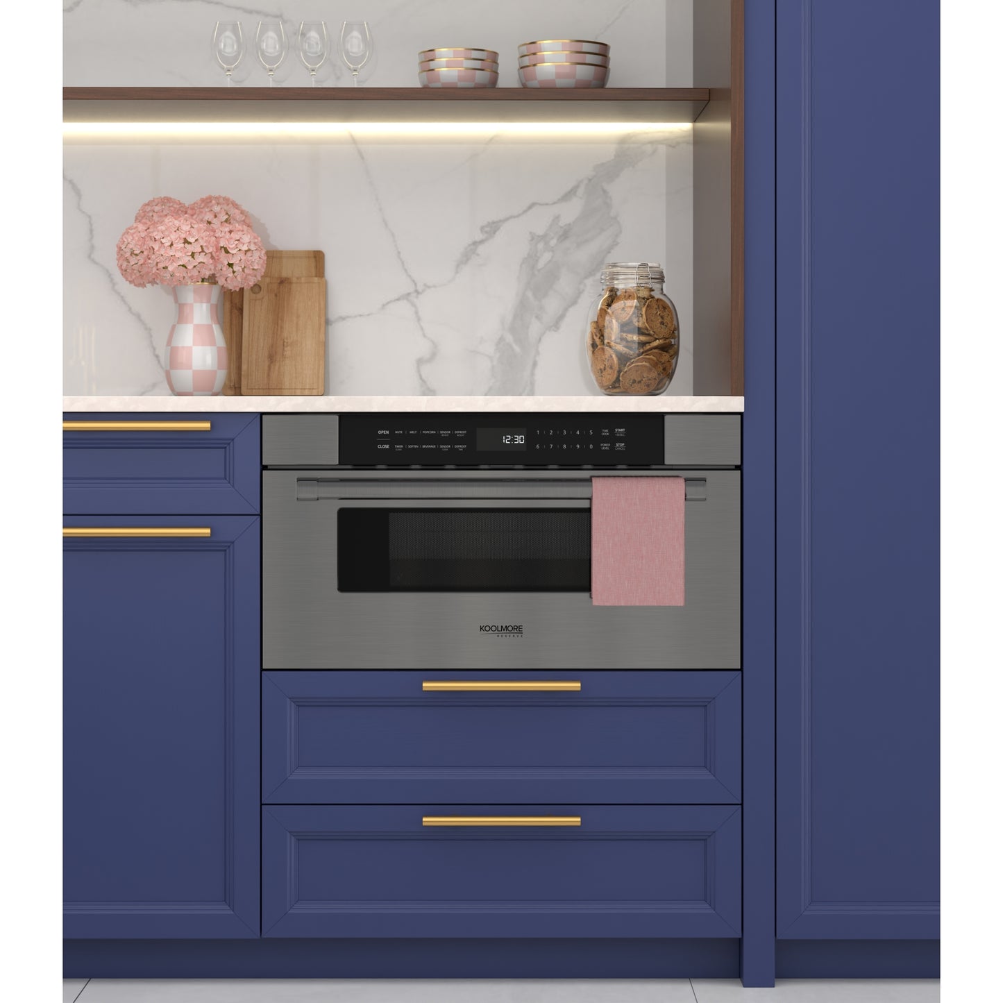 KoolMore Reserve 30 in. Stainless-Steel Microwave Drawer, 1.2 cu. ft. Capacity in Black (KM-MD30-BSS)