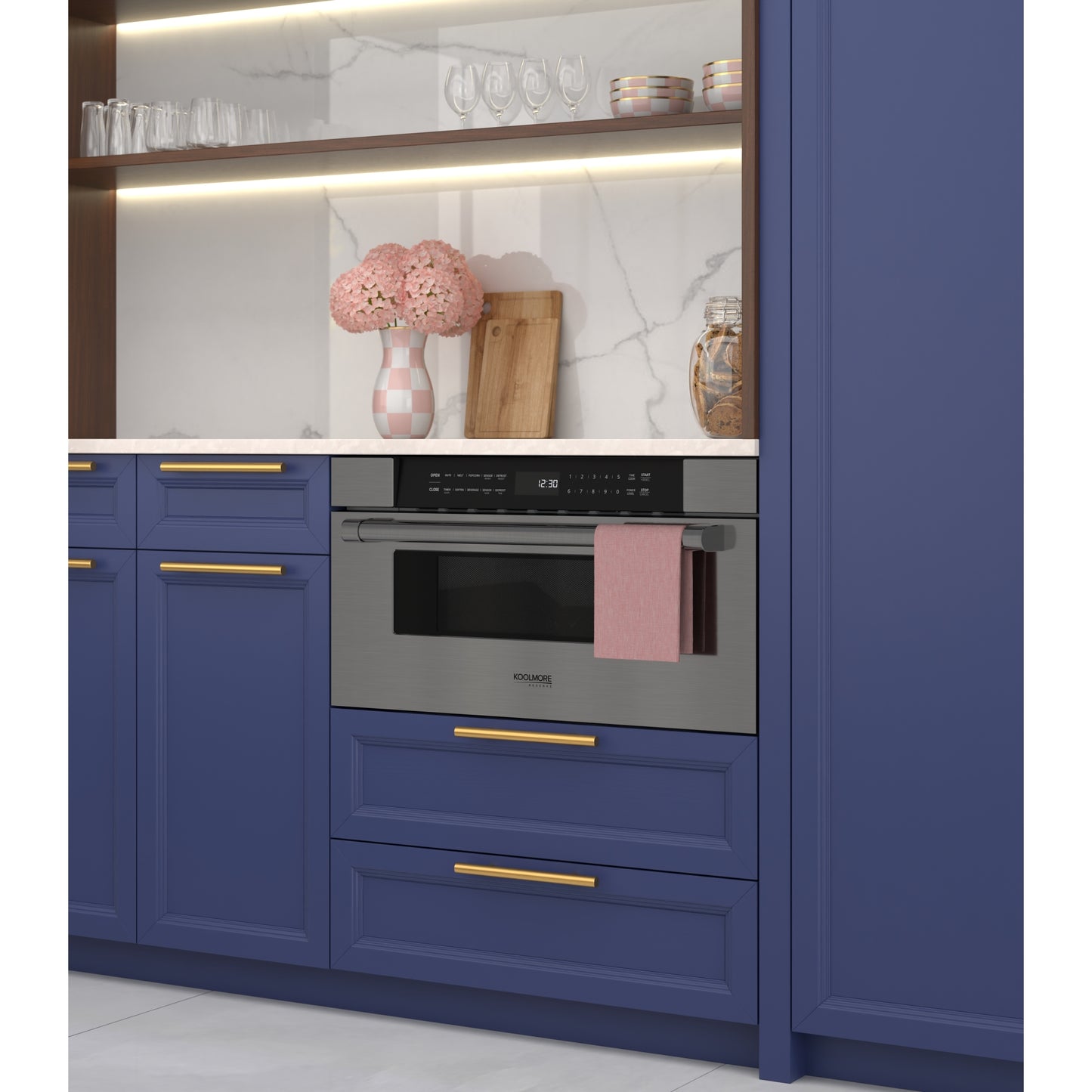 KoolMore Reserve 30 in. Stainless-Steel Microwave Drawer, 1.2 cu. ft. Capacity in Black (KM-MD30-BSS)
