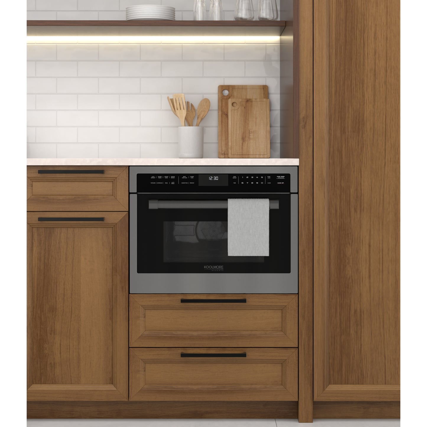 KoolMore Reserve 24 in. Stainless Steel Built-in Convection Microwave Oven with Speed and Sensor Cooking,1.6 cu. ft. in Black (KM-CWO24-BSS)
