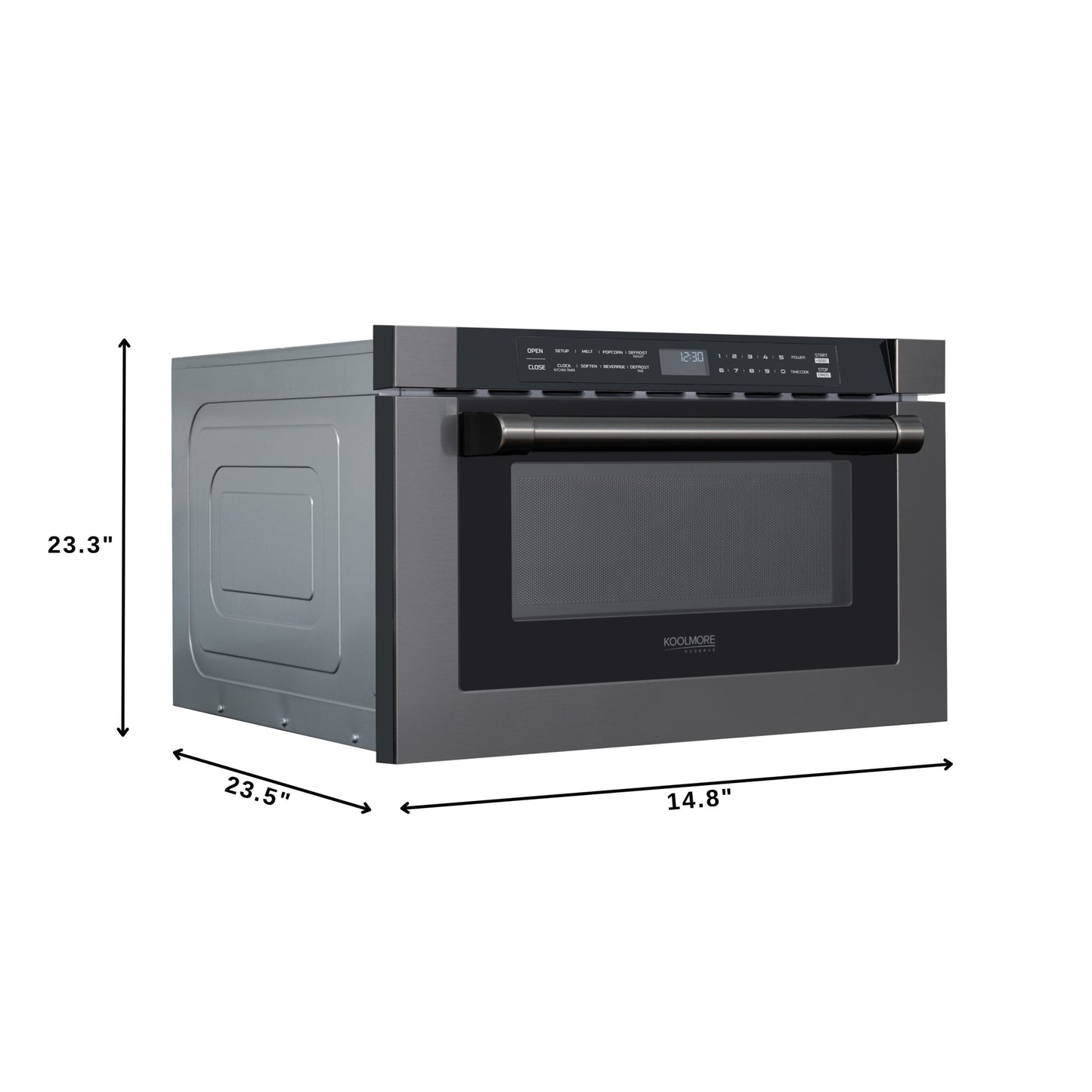 KoolMore Reserve 24 in. Stainless Steel Microwave Drawer, 1.2 Cu. Ft Capacity in Black (KM-MD-1BSS)