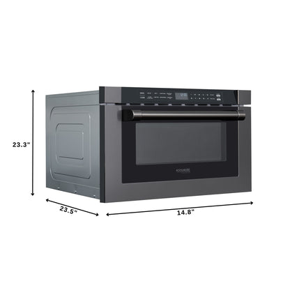 KoolMore Reserve 24 in. Stainless Steel Microwave Drawer, 1.2 Cu. Ft Capacity in Black (KM-MD-1BSS)