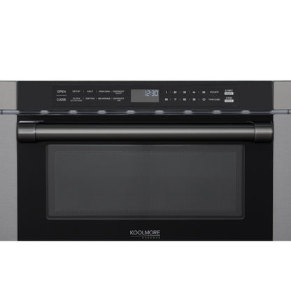 KoolMore Reserve 24 in. Stainless Steel Microwave Drawer, 1.2 Cu. Ft Capacity in Black (KM-MD-1BSS)
