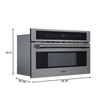 KoolMore Reserve 30 in. Stainless Steel Built-in Convection Microwave Oven with Speed and Sensor Cooking, 1.6 Cu. Ft. in Black (KM-CWO30-BSS)