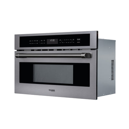 KoolMore Reserve 30 in. Stainless Steel Built-in Convection Microwave Oven with Speed and Sensor Cooking, 1.6 Cu. Ft. in Black (KM-CWO30-BSS)