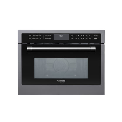 KoolMore Reserve 24 in. Stainless Steel Built-in Convection Microwave Oven with Speed and Sensor Cooking,1.6 cu. ft. in Black (KM-CWO24-BSS)