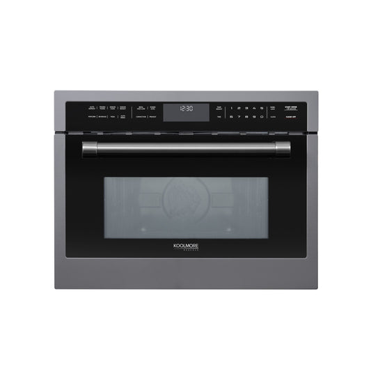 KoolMore Reserve 24 in. Stainless Steel Built-in Convection Microwave Oven with Speed and Sensor Cooking,1.6 cu. ft. in Black (KM-CWO24-BSS)