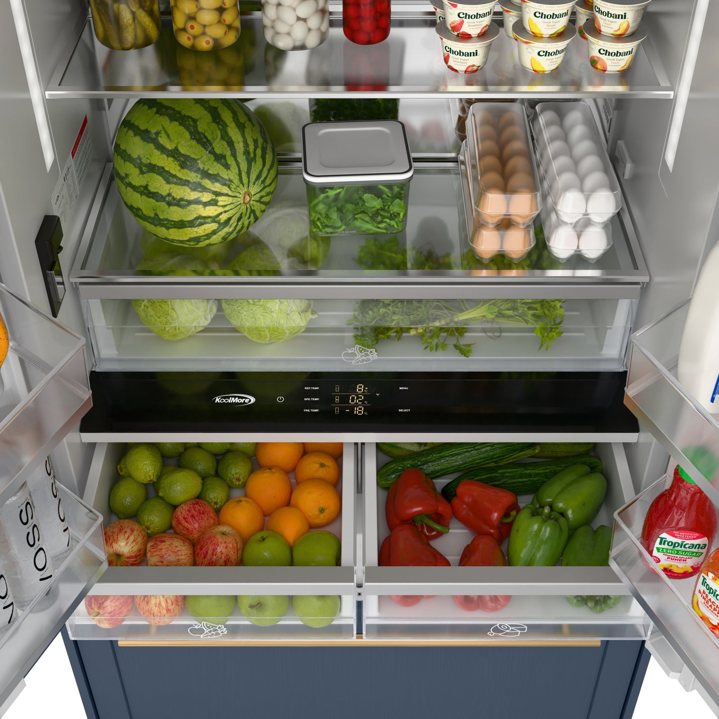 KoolMore Reserve 36 In. Panel Ready French Door Refrigerator with Ice Maker and Water Dispenser, Frost Free, 19.6 Cu. Ft. (KM-RER36-FDPR)