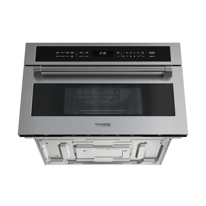 KoolMore Reserve 30 in. Stainless Steel Built-in Convection Microwave Oven with Speed and Sensor Cooking, 1.6 Cu. Ft. in Black (KM-CWO30-BSS)