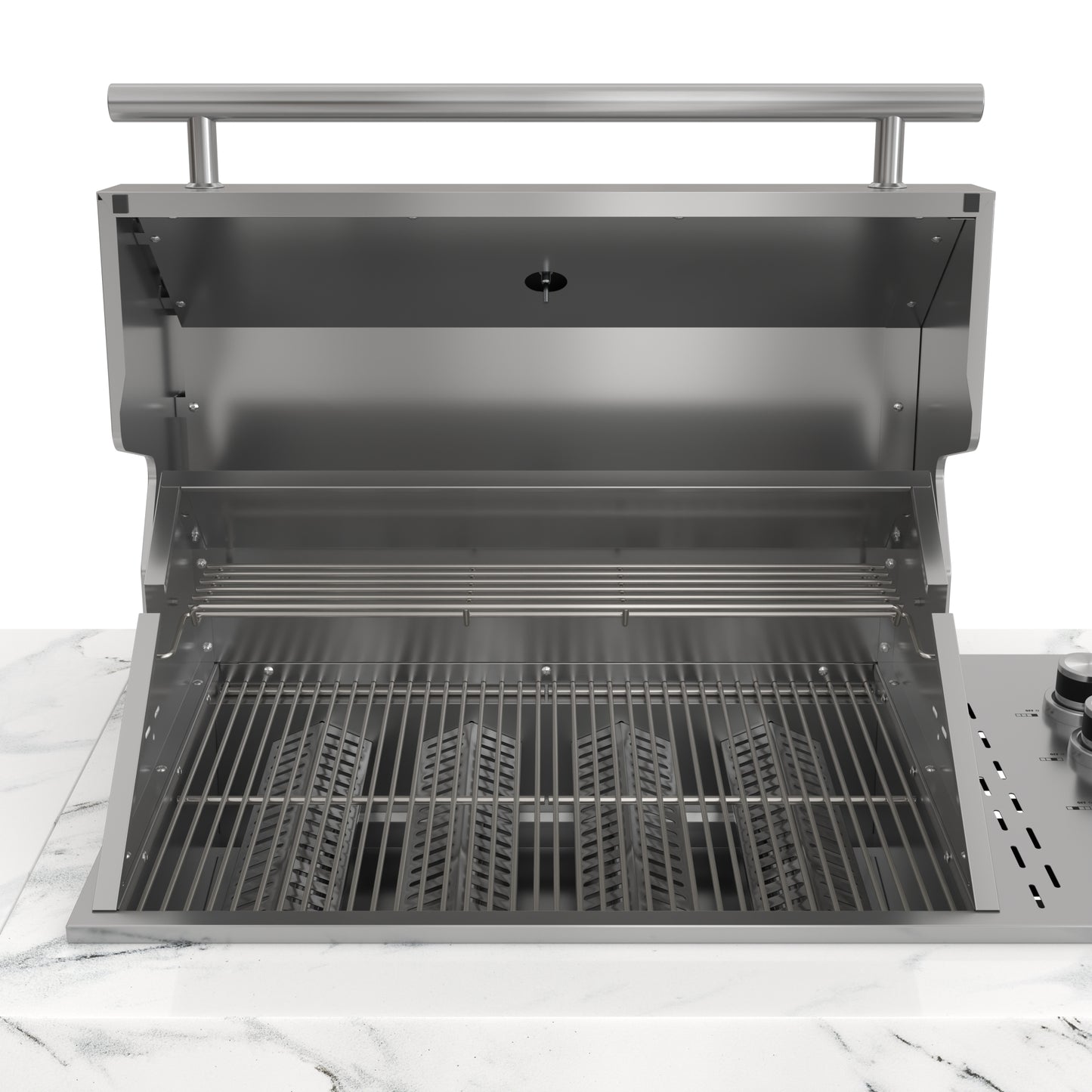 83 in. Outdoor Kitchen Suite with White Stone Counters and Sides, 4-Burner Grill, Stainless Steel Sink and Faucet (KM-OKS-3585)