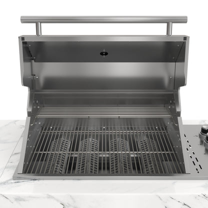 83 in. Outdoor Kitchen Suite with White Stone Counters and Sides, 4-Burner Grill, Stainless Steel Sink and Faucet (KM-OKS-3585)