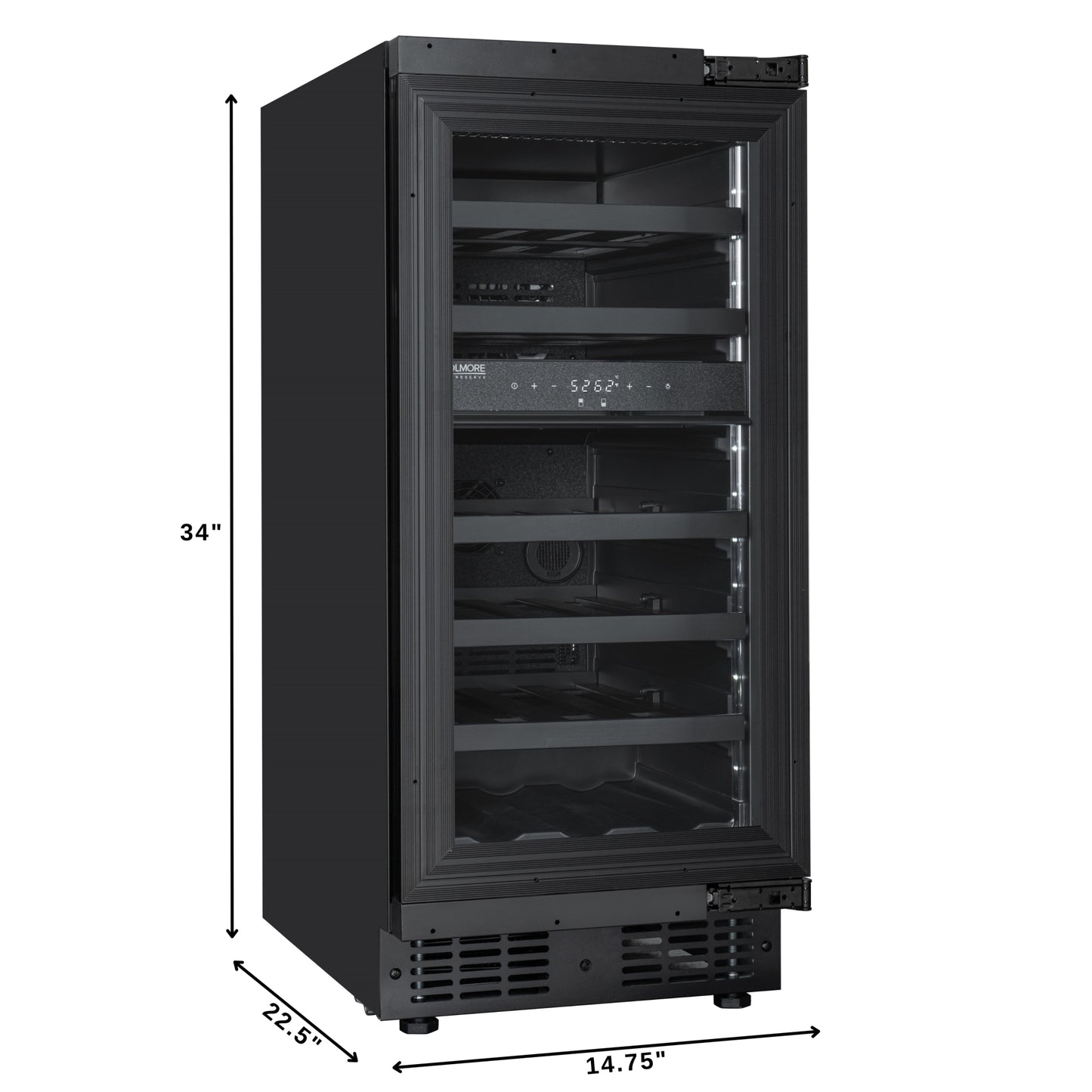 KoolMore Reserve 15 in. Under-Counter Panel Ready Dual Zone Built-in Wine Cooler with Black Shelves and 23 Bottle Capacity in Black (KM-CW28DZ-BPR)