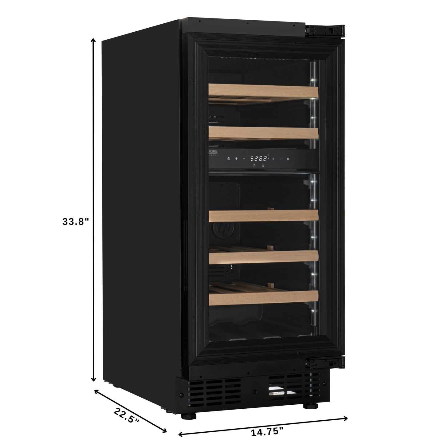 KoolMore Reserve 15 in. Under-Counter Panel Ready Dual Zone Built-in Wine Cooler with 23 Bottle Capacity and Wooden Shelves in Black (KM-CW28DZ-WPR)