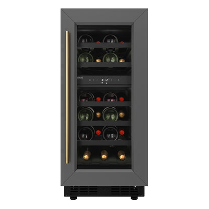 KoolMore Reserve 15 in. Under-Counter Panel Ready Dual Zone Built-in Wine Cooler with Black Shelves and 23 Bottle Capacity in Black (KM-CW28DZ-BPR)